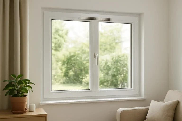 Fenêtre de maison avec système d’aération discret pour améliorer la ventilation intérieure