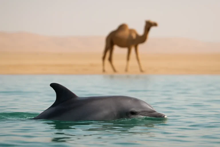 Illustration réaliste d’animaux en D avec un dauphin et un dromadaire