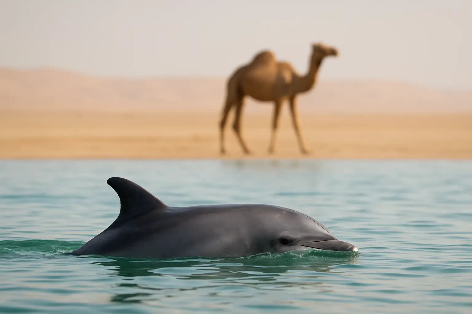 Illustration réaliste d’animaux en D avec un dauphin et un dromadaire