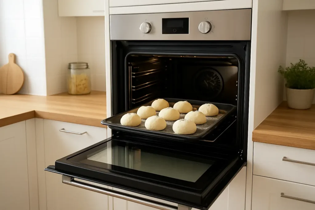 Four pour boulanger dans une cuisine avec du pain en cuisson