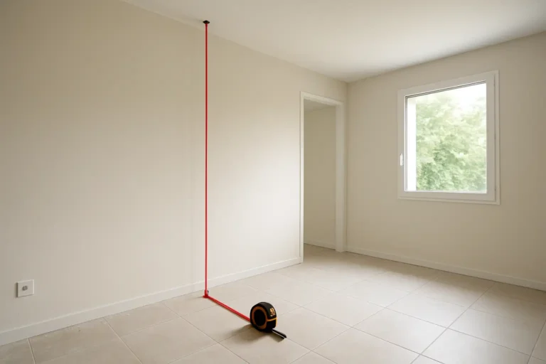 Mesure de la hauteur sous plafond dans une pièce de maison