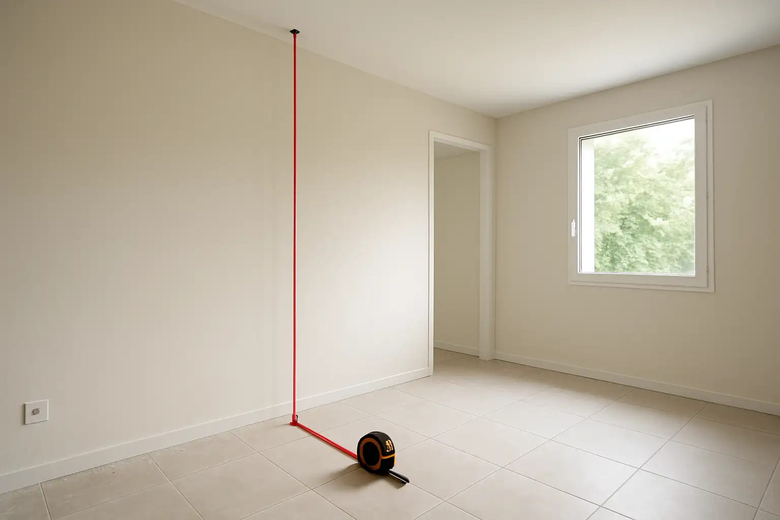 Mesure de la hauteur sous plafond dans une pièce de maison