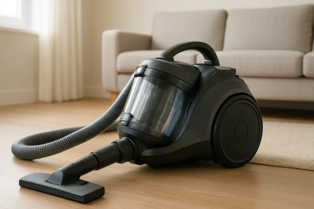 Aspirateur Rowenta sans sac dans un intérieur de maison propre