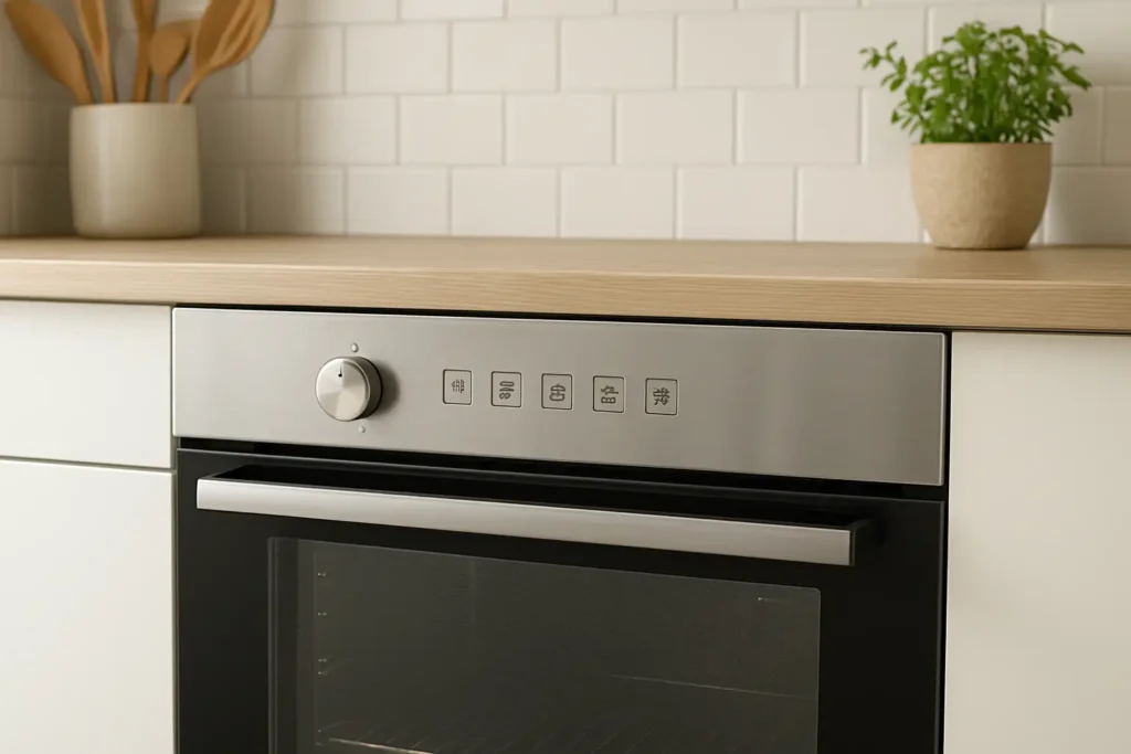 Four moderne avec pictogrammes de modes de cuisson visibles sur le sélecteur