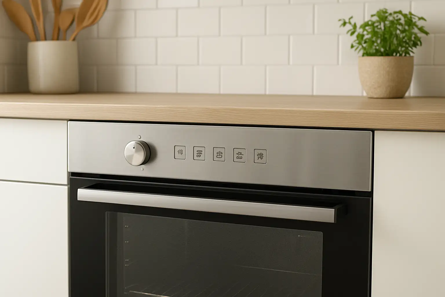 Four moderne avec pictogrammes de modes de cuisson visibles sur le sélecteur