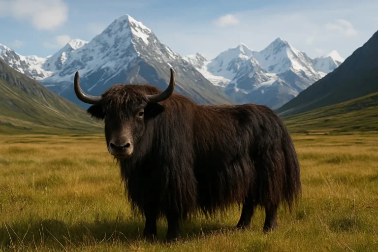 Un yack debout dans un paysage de montagne
