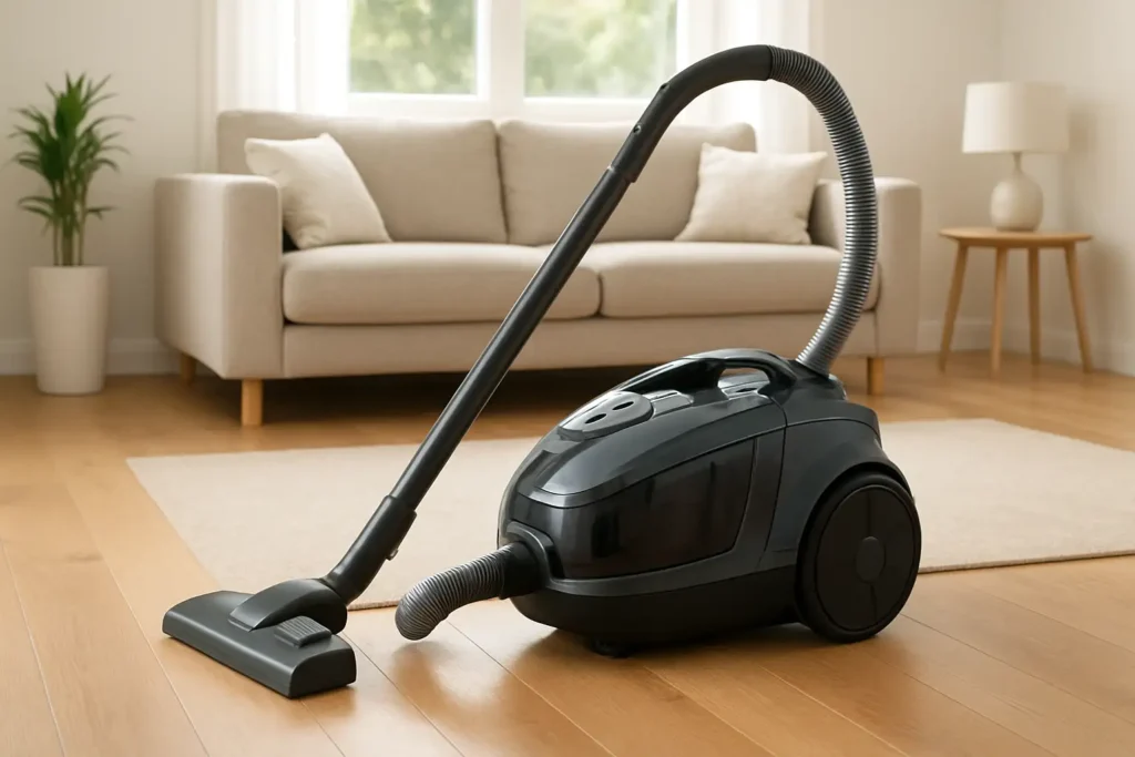Aspirateur traîneau sans sac Rowenta Multi Cyclonic Silence Force dans un salon lumineux