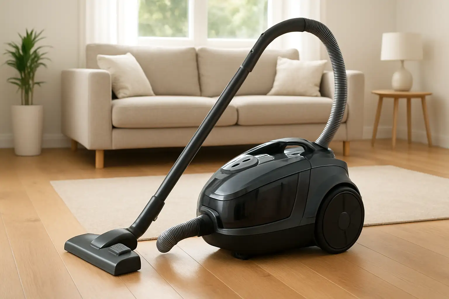 Aspirateur traîneau sans sac Rowenta Multi Cyclonic Silence Force dans un salon lumineux