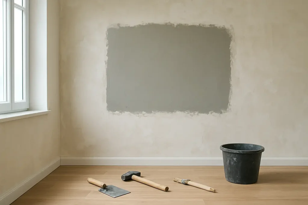 Mur intérieur en rénovation avec reprise au MAP avant finition