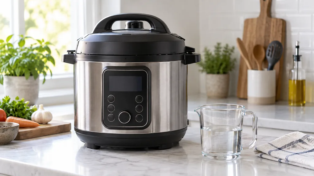 Multicuiseur électrique fermé avec un pichet d’eau, pour illustrer le code 24 Cookeo